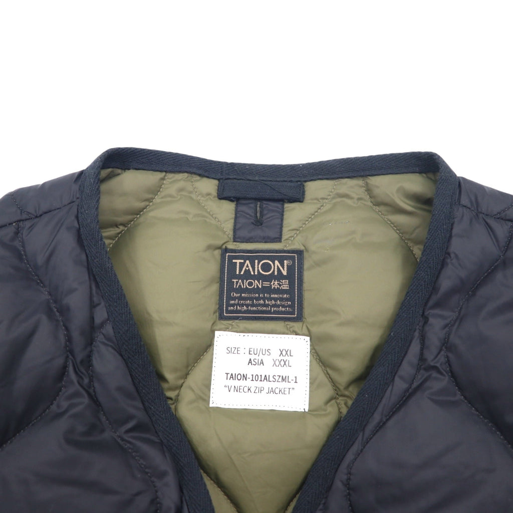 TAION Giacca piumino militare con scollo a V e zip laterale con doppia cerniera XXXL nero con spacchi 101ALSZML-1