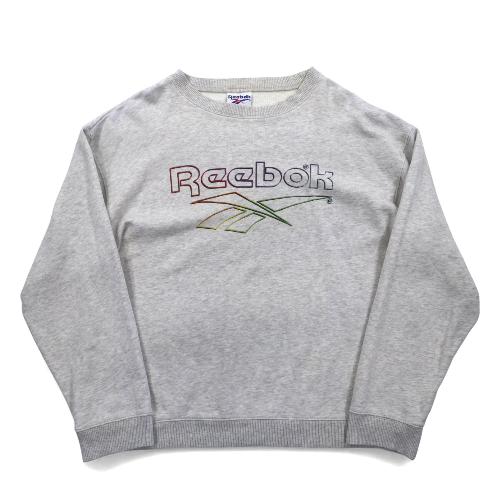Felpa Reebok anni '90, stampa logo Vector, taglia L, grigia, cotone