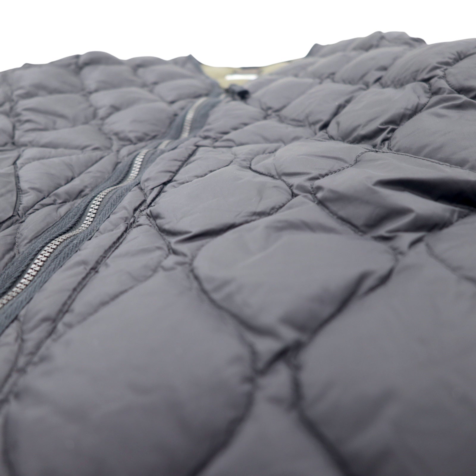 TAION Giacca piumino militare con scollo a V e zip laterale con doppia cerniera XXXL nero con spacchi 101ALSZML-1