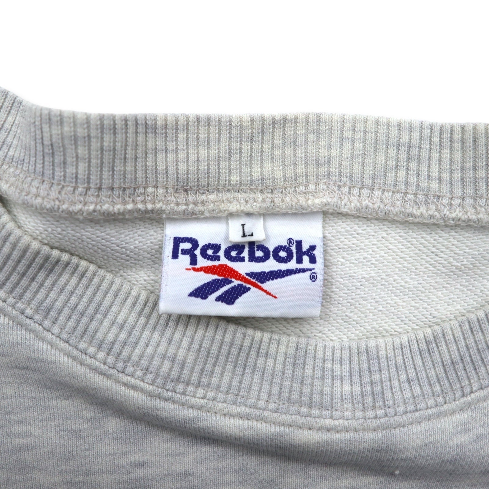 Felpa Reebok anni '90, stampa logo Vector, taglia L, grigia, cotone