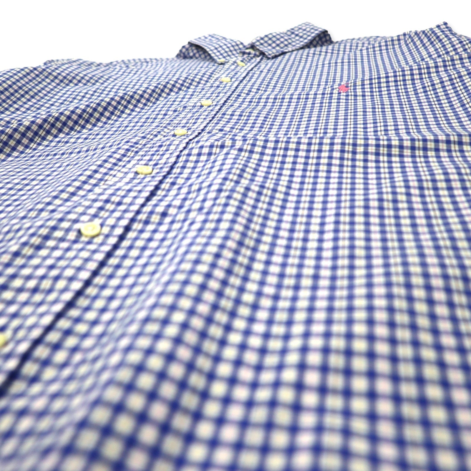 RALPH LAUREN Camicia Button-Down 2XLT TALL Blu Gingham Cotone Ricamo Small Pony Taglia Grande