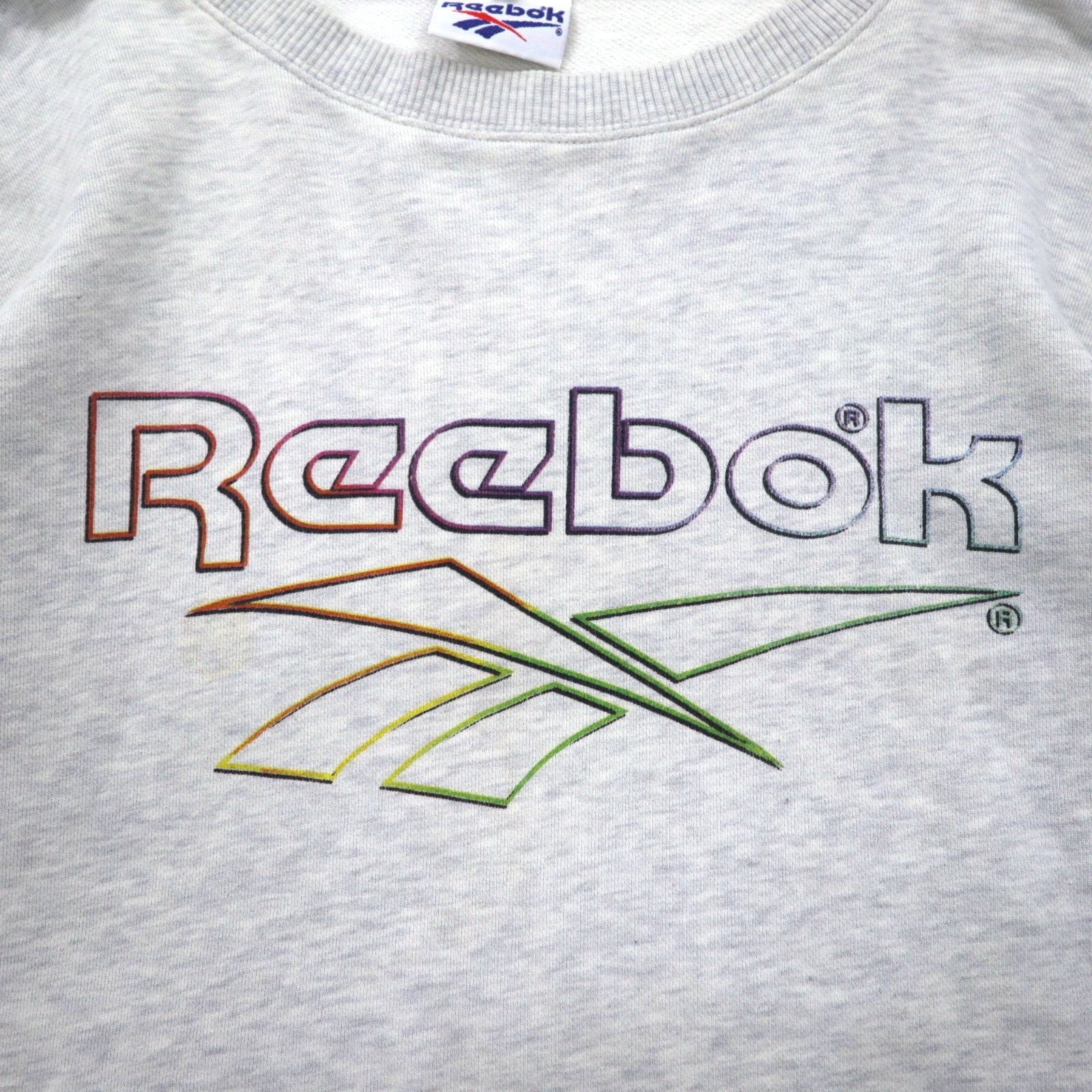 Felpa Reebok anni '90, stampa logo Vector, taglia L, grigia, cotone