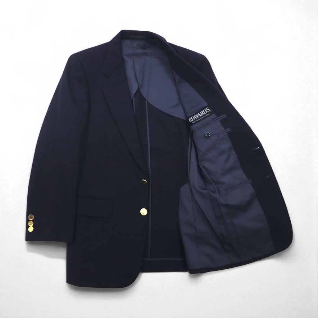 80s Vintage Blazer EDWARD'S 80年代 ブレザー 2B テーラードジャケット S  紺ブレ 金ボタン