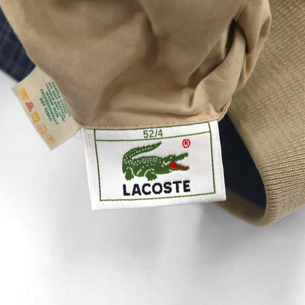 LACOSTE anni '80 giacca Harrington reversibile XL blu navy beige a quadri logo ricamato
