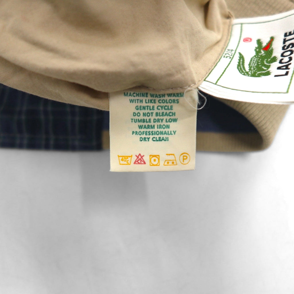 LACOSTE anni '80 giacca Harrington reversibile XL blu navy beige a quadri logo ricamato