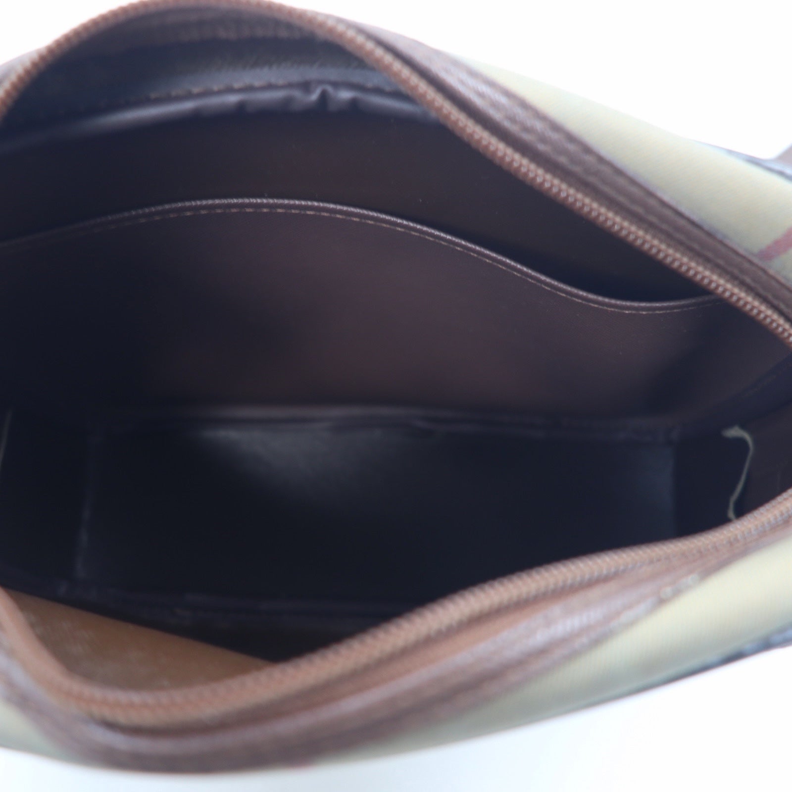 Burberrys Old Windowpane Check Camera Bag a tracolla Beige Iridescente Nylon Canvas Pelle