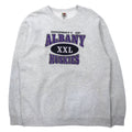 FRUIT OF THE LOOM Anni 2000 Felpa stampata College XL Grigio Cotone ALBANY HUSKIES Stampa a 3 strati Made in Messico