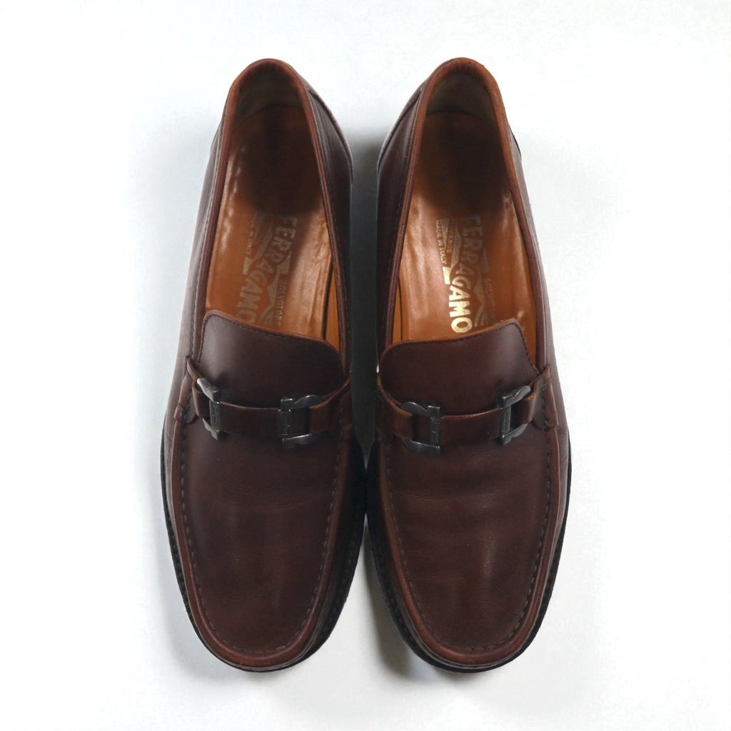 Salvatore Ferragamo ガンチーニ ホースビット ローファー 26cm レザー メタル UR37761 イタリア製