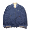 LACOSTE anni '80 giacca Harrington reversibile XL blu navy beige a quadri logo ricamato