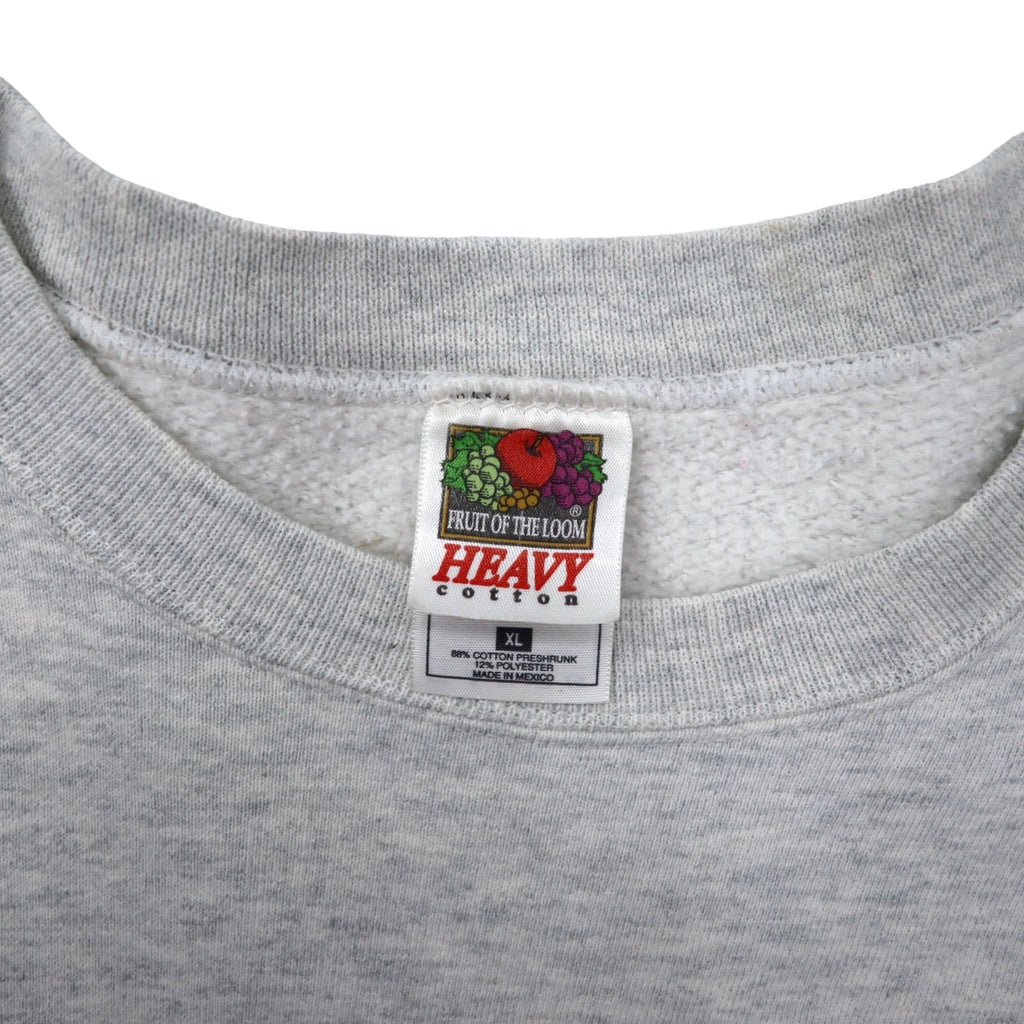 FRUIT OF THE LOOM Anni 2000 Felpa stampata College XL Grigio Cotone ALBANY HUSKIES Stampa a 3 strati Made in Messico