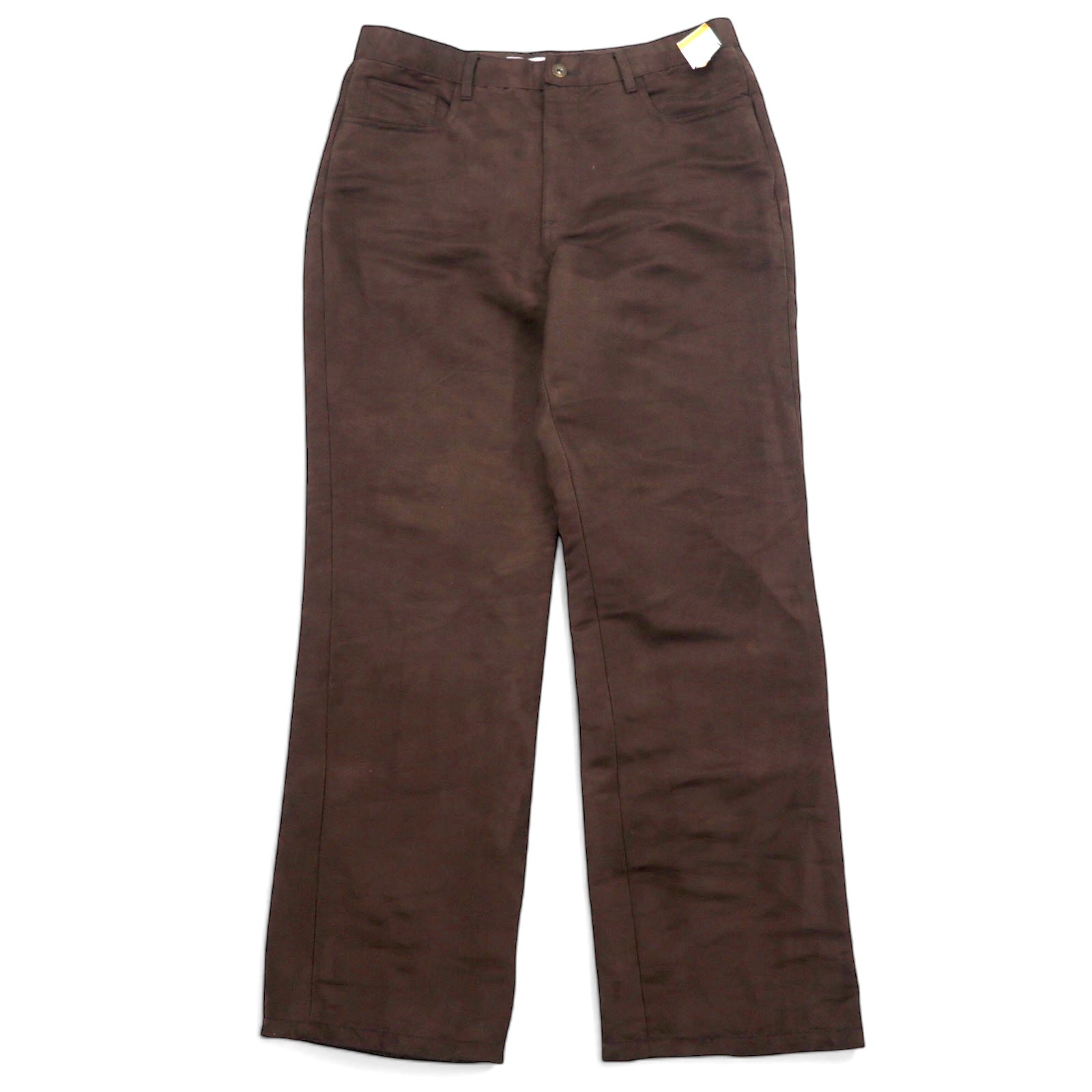 Pantaloni con pinces in camoscio sintetico CONTEMPORAINE anni '90 taglia XL, colore marrone, in poliestere