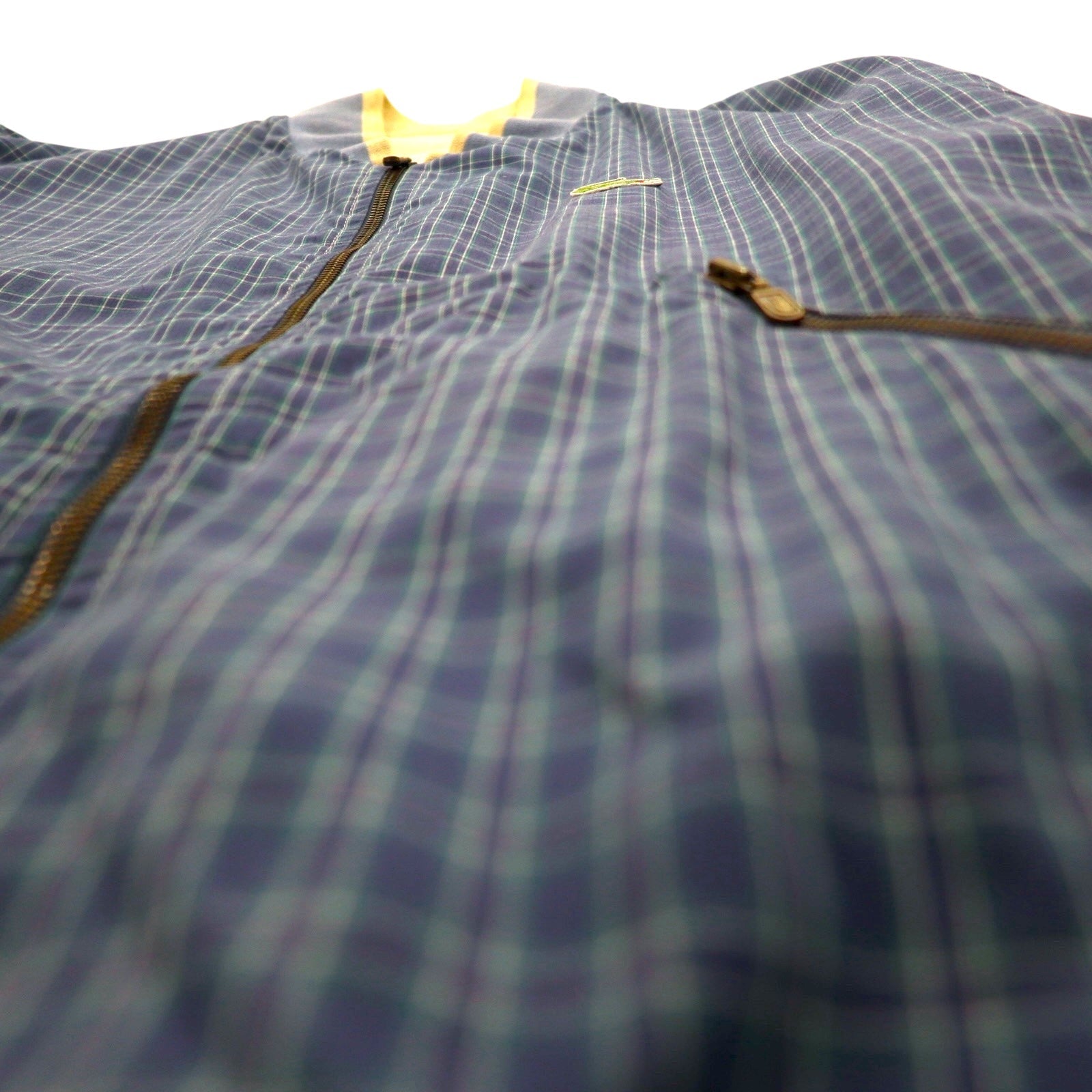 LACOSTE anni '80 giacca Harrington reversibile XL blu navy beige a quadri logo ricamato