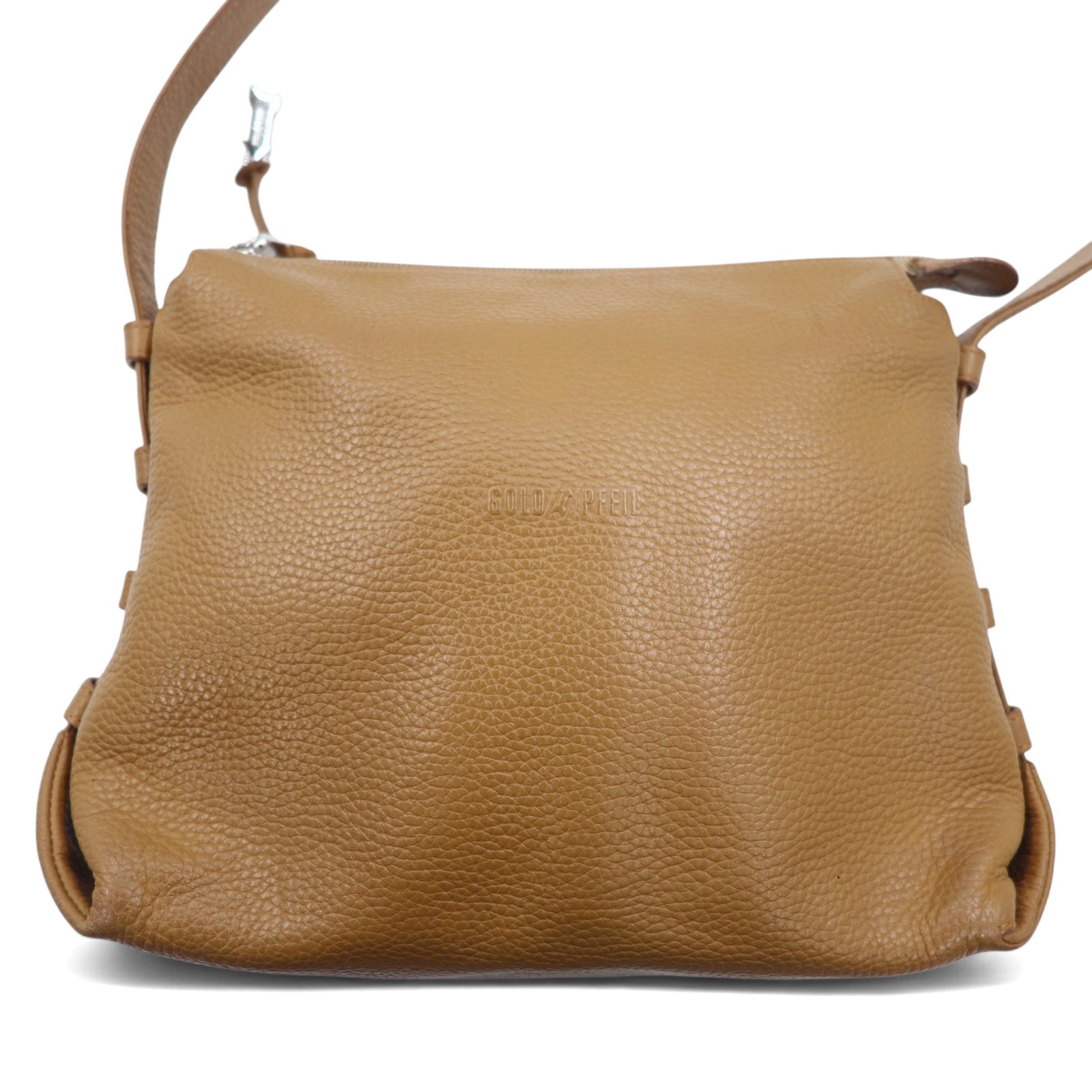 GOLD PFEIL Borsa a tracolla in pelle marrone martellata