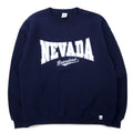 RUSSELL ATHLETIC Anni 2000 Felpa stampata College L Navy Cotone NEVADA Made in El Salvador