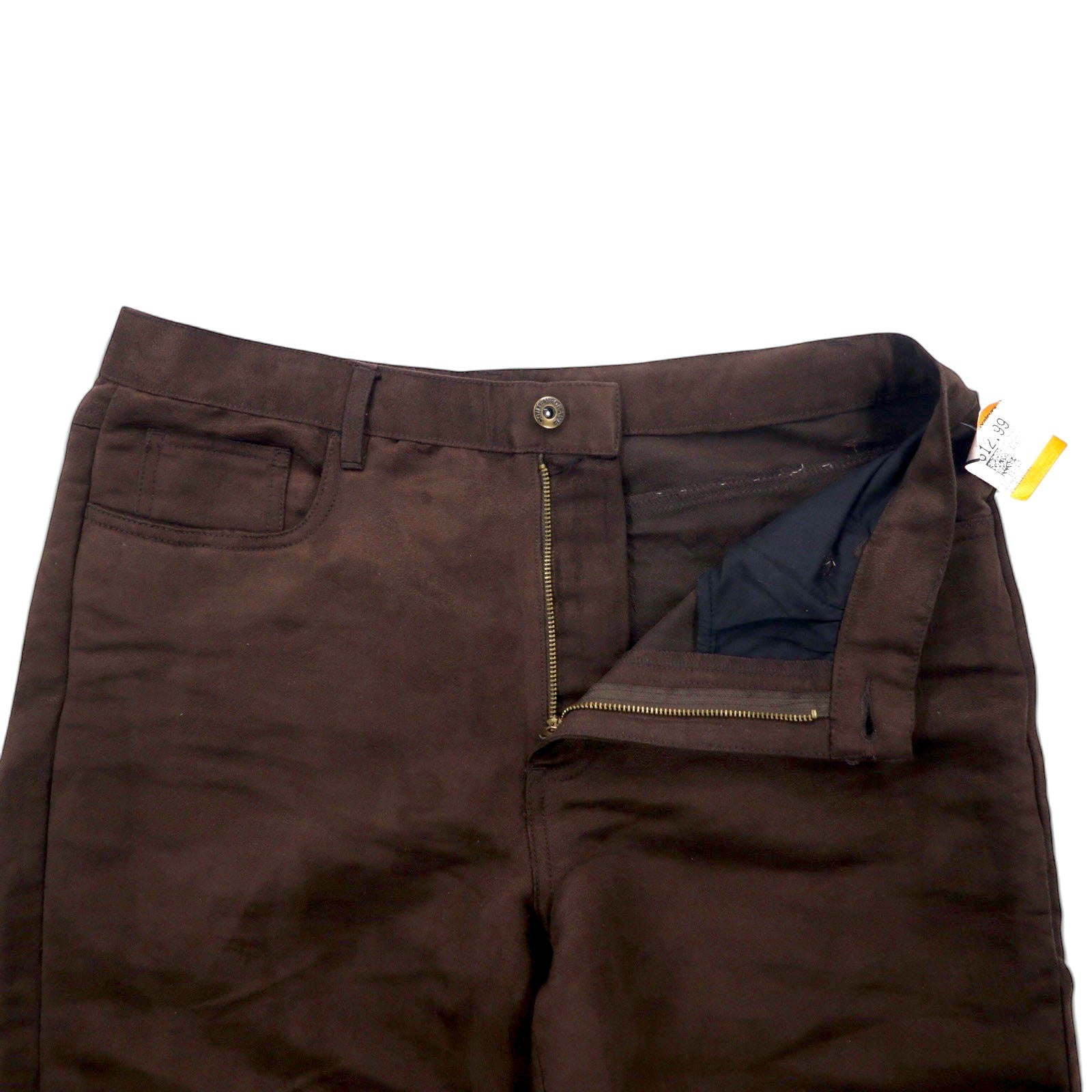 Pantaloni con pinces in camoscio sintetico CONTEMPORAINE anni '90 taglia XL, colore marrone, in poliestere