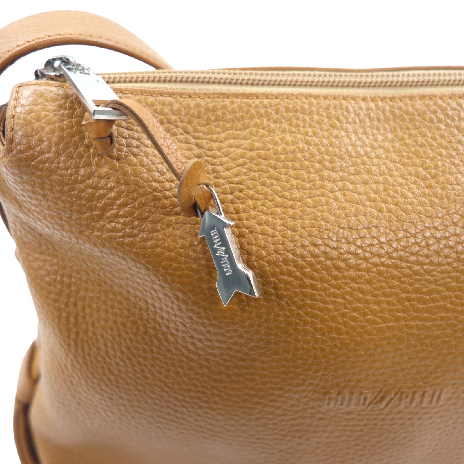 GOLD PFEIL Borsa a tracolla in pelle marrone martellata
