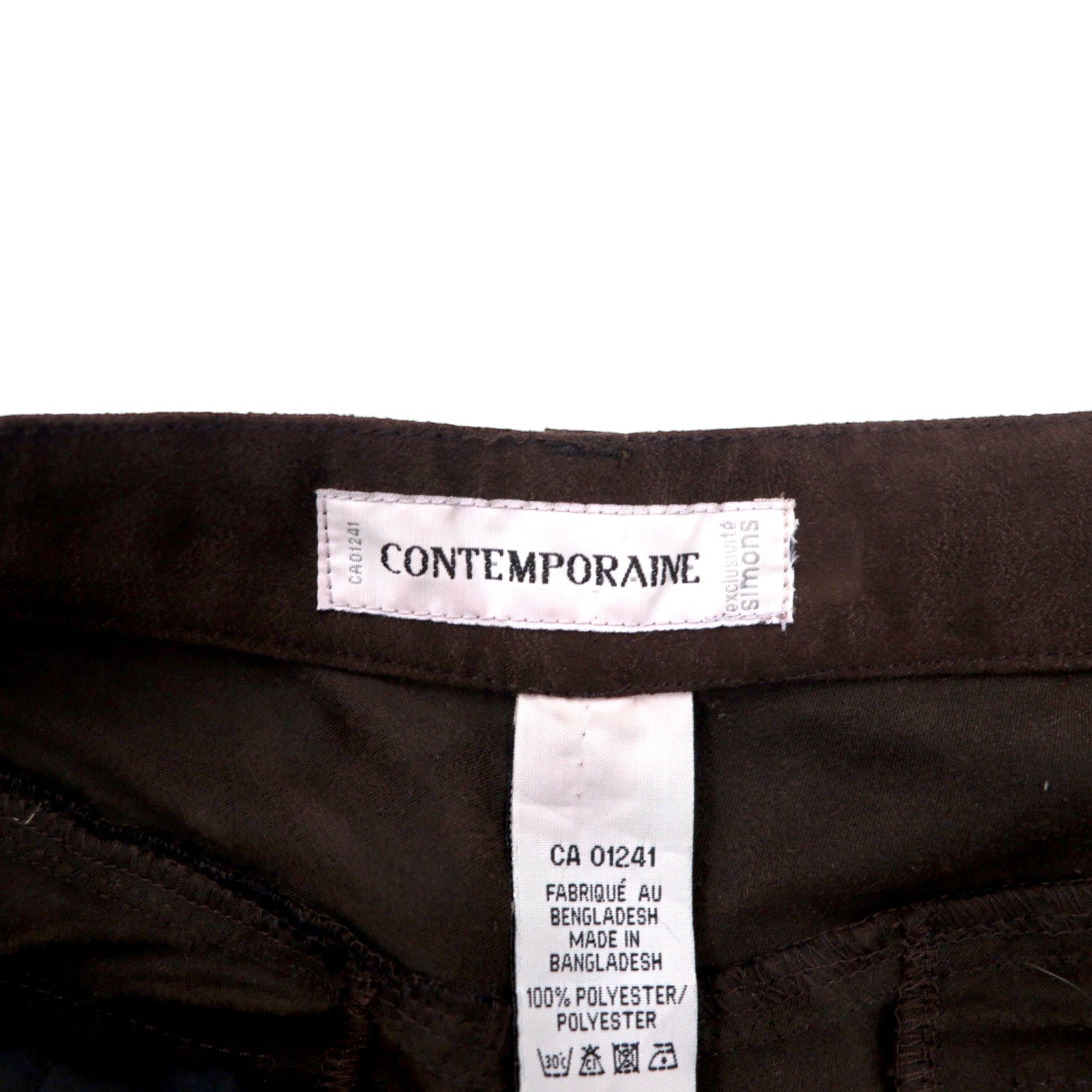 Pantaloni con pinces in camoscio sintetico CONTEMPORAINE anni '90 taglia XL, colore marrone, in poliestere