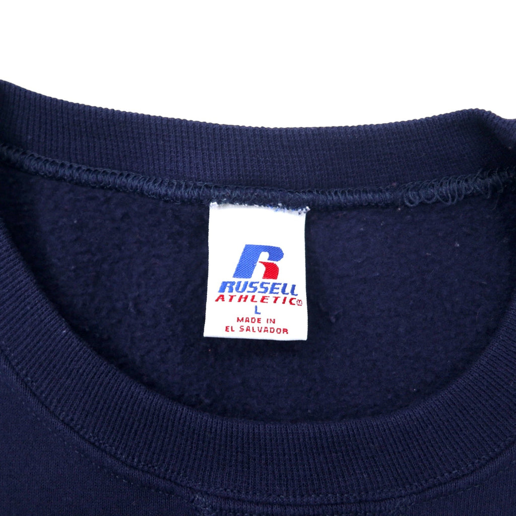 RUSSELL ATHLETIC Anni 2000 Felpa stampata College L Navy Cotone NEVADA Made in El Salvador