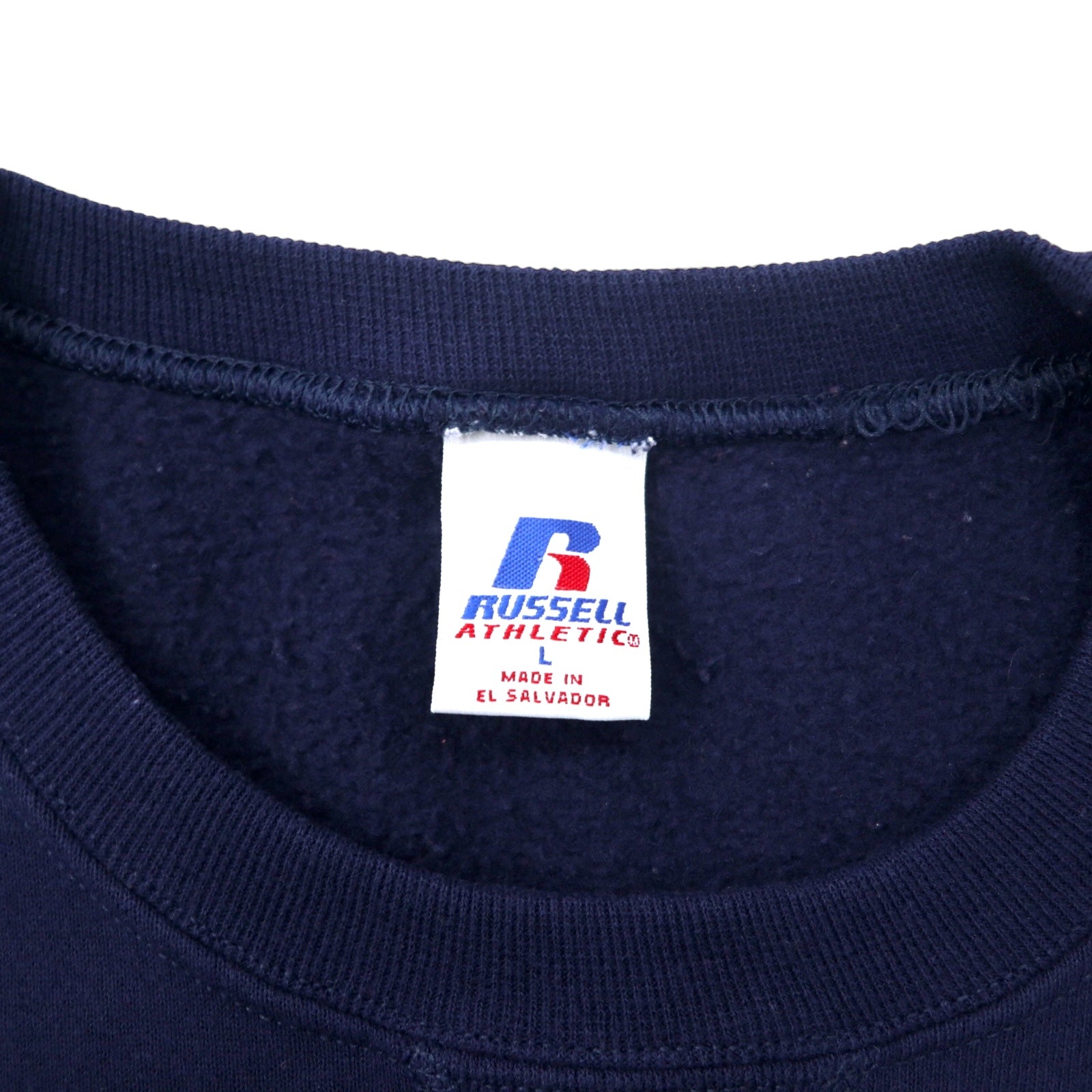 RUSSELL ATHLETIC Anni 2000 Felpa stampata College L Navy Cotone NEVADA Made in El Salvador