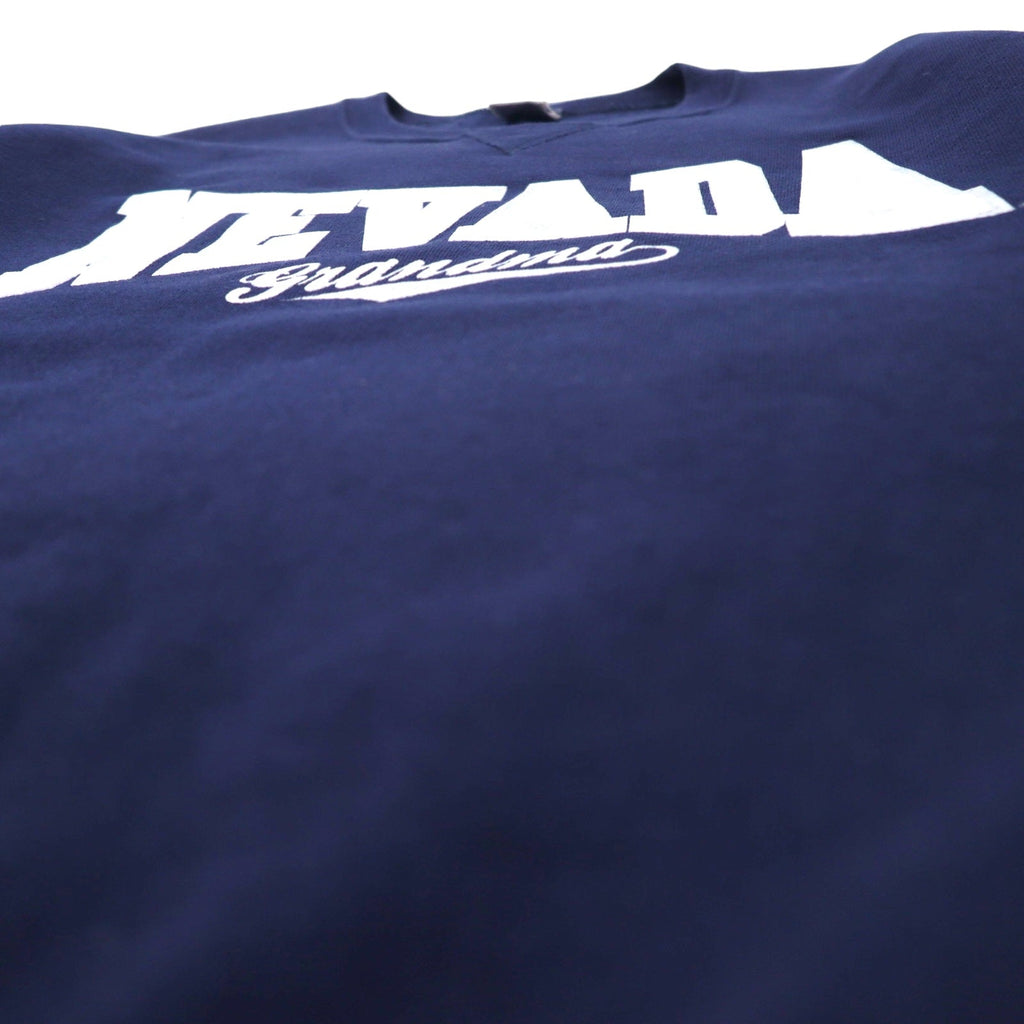 RUSSELL ATHLETIC Anni 2000 Felpa stampata College L Navy Cotone NEVADA Made in El Salvador