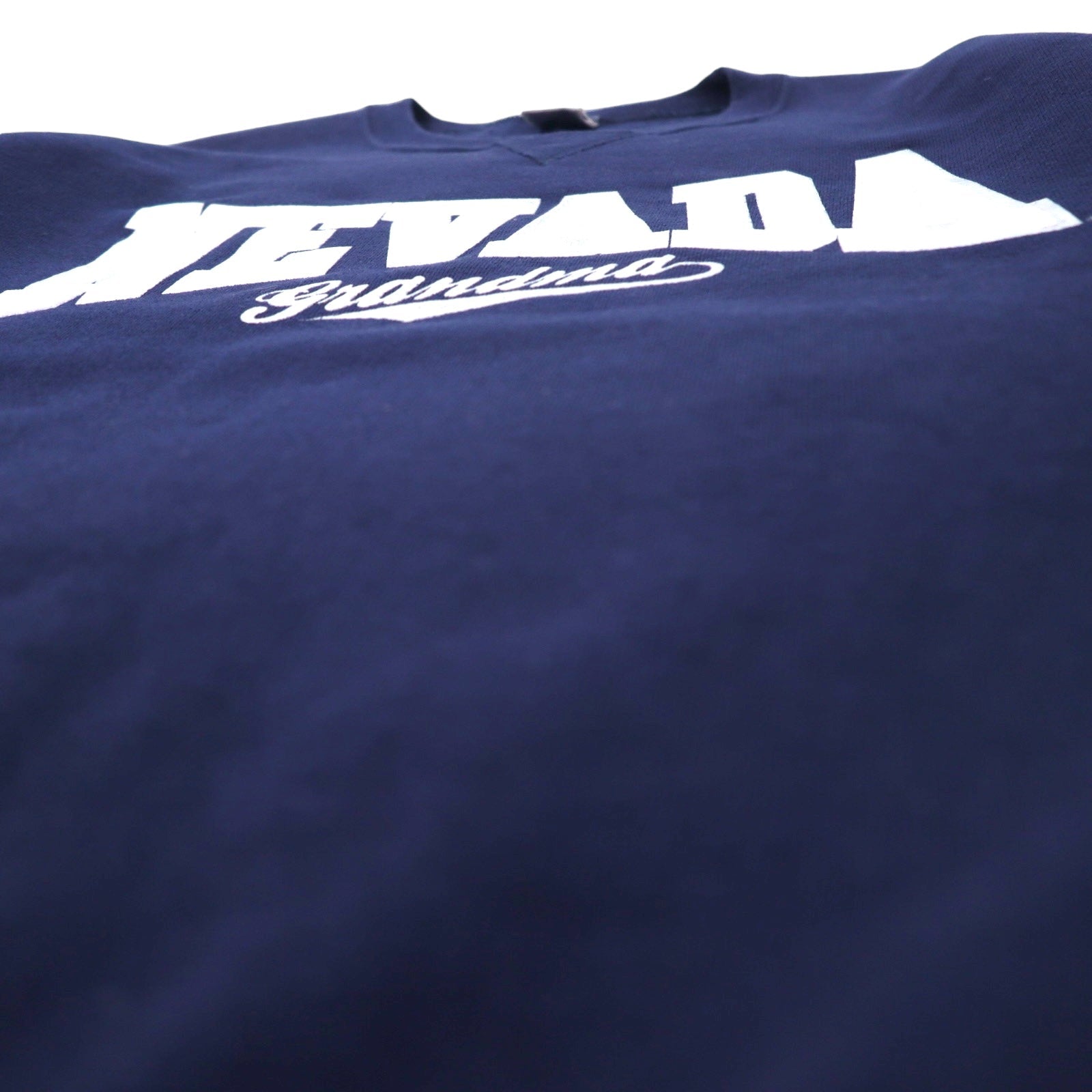 RUSSELL ATHLETIC Anni 2000 Felpa stampata College L Navy Cotone NEVADA Made in El Salvador