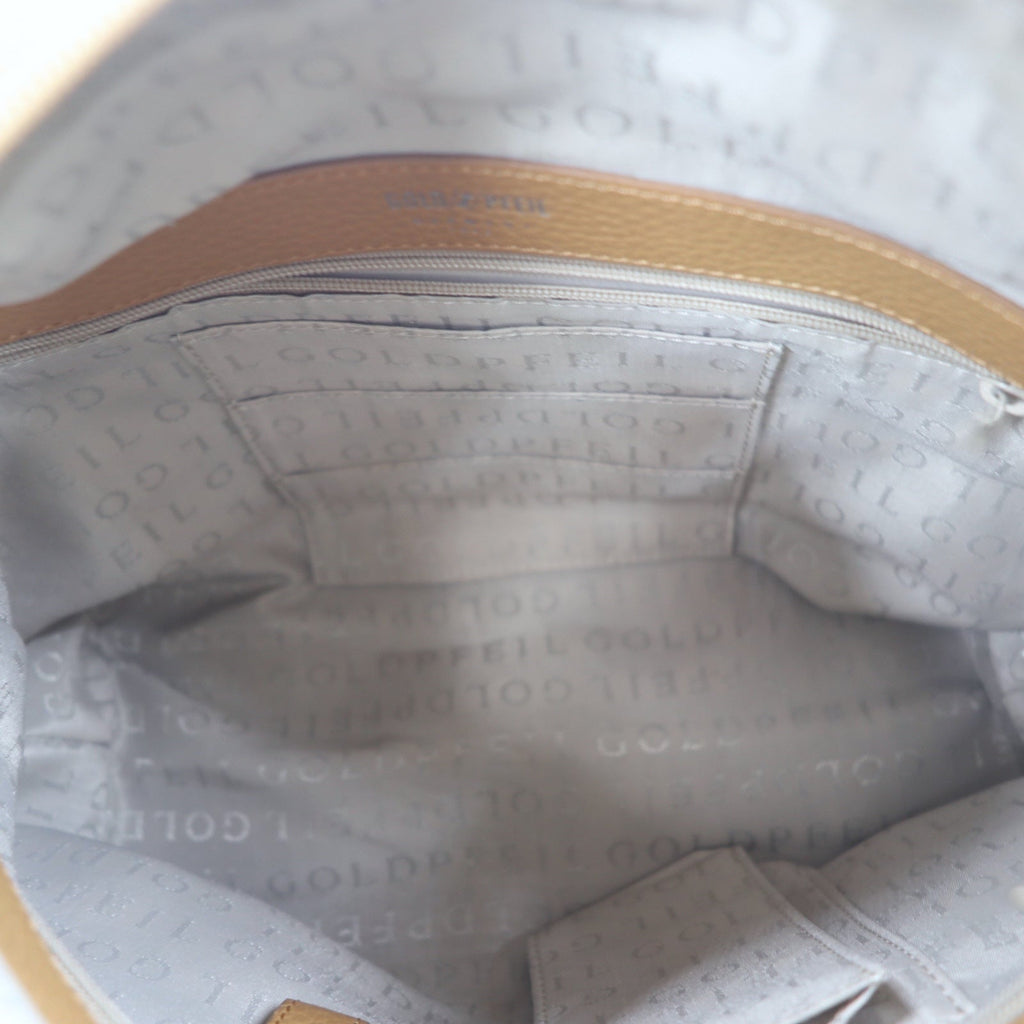 GOLD PFEIL Borsa a tracolla in pelle marrone martellata