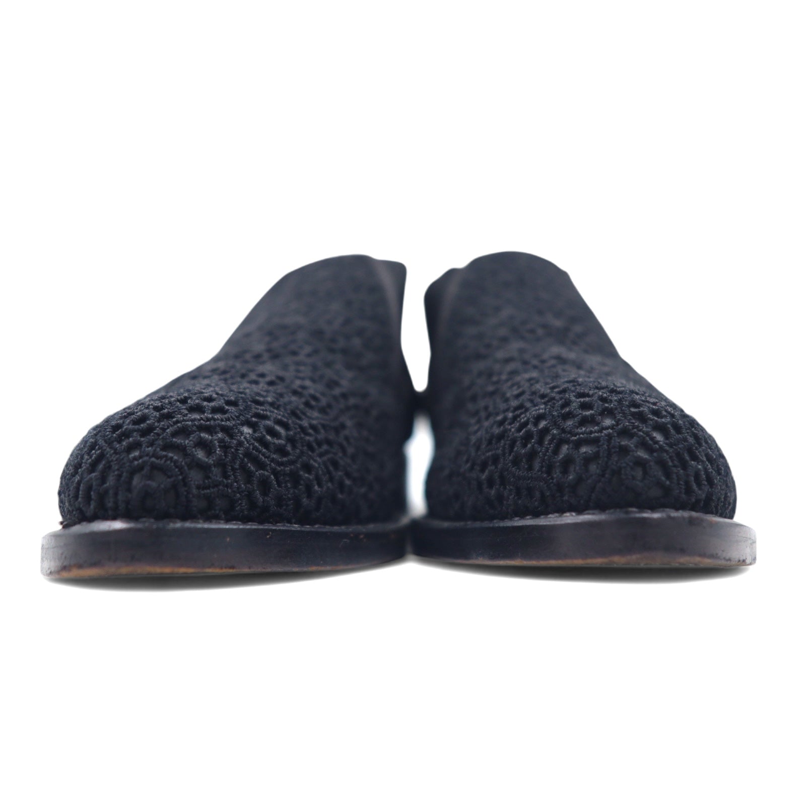 COMME des GARCONS Stivaletti alla caviglia in pizzo floreale, stivaletti, inserti elastici, 23 cm, neri, in pelle, Made in Japan