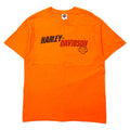 HARLEY DAVIDSON T-shirt con stampa logo, Made in USA, taglia L, arancione, cotone, SMITH BROTHERS stampa fronte/retro, Hanes BEEFY-T