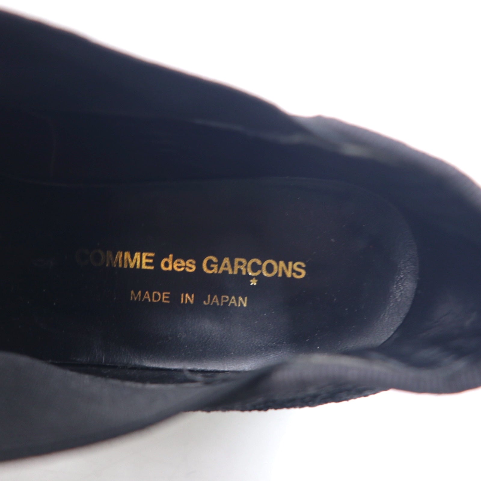 COMME des GARCONS Stivaletti alla caviglia in pizzo floreale, stivaletti, inserti elastici, 23 cm, neri, in pelle, Made in Japan