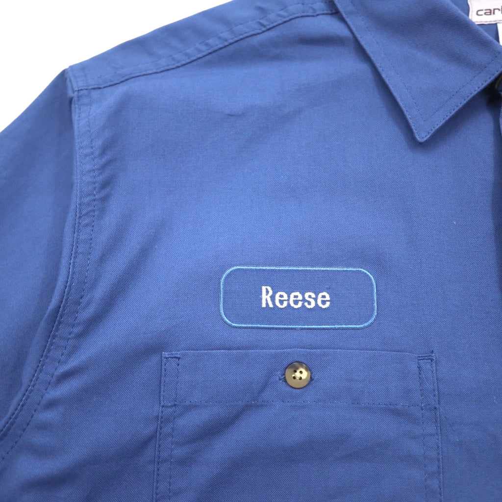 Carhartt camicia da lavoro a maniche corte taglia L, blu navy, cotone, taschino sul petto, ricamo aziendale americano TIMBER 384-19, made in Messico
