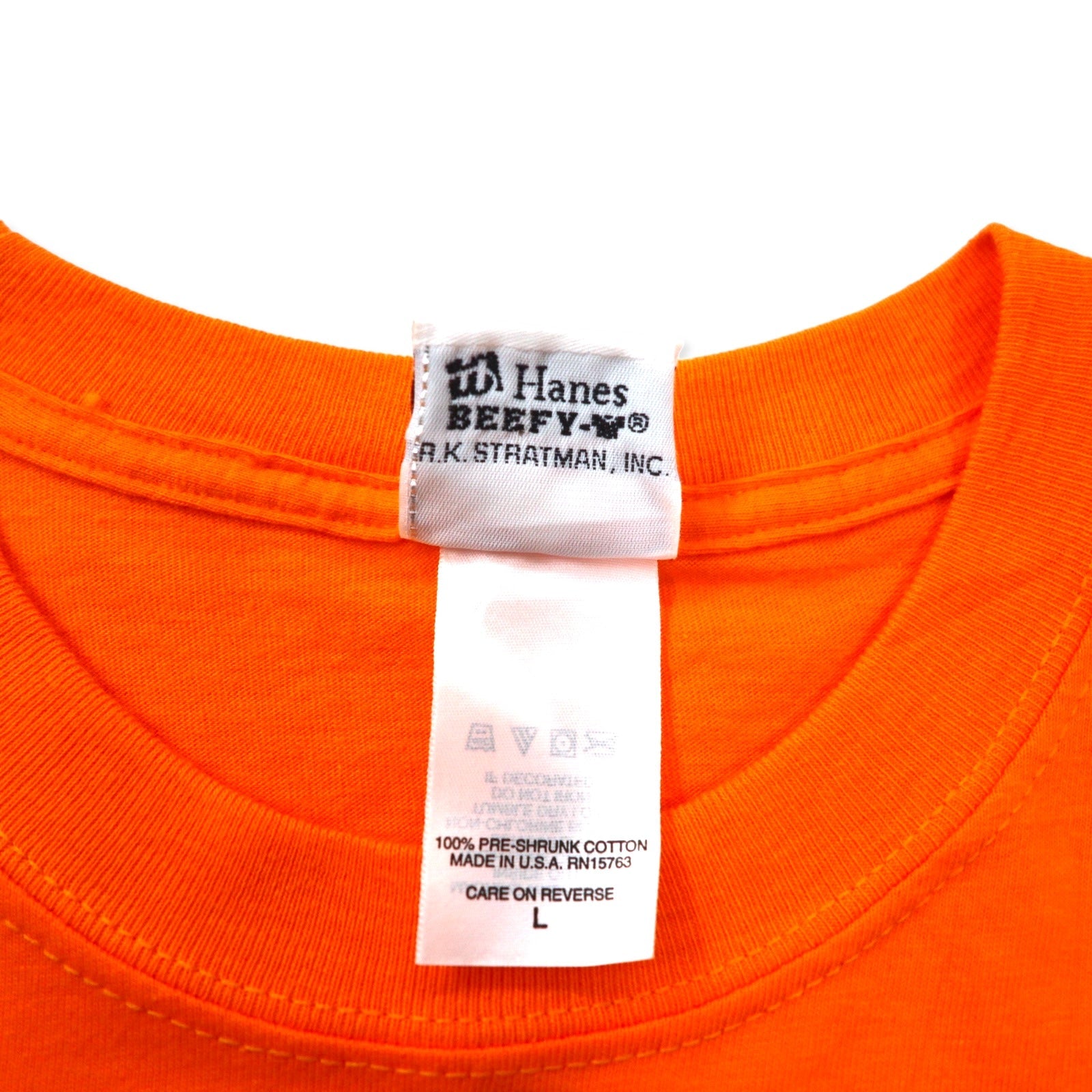 HARLEY DAVIDSON T-shirt con stampa logo, Made in USA, taglia L, arancione, cotone, SMITH BROTHERS stampa fronte/retro, Hanes BEEFY-T