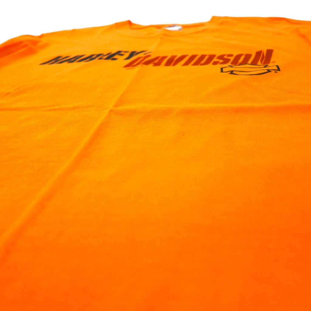 HARLEY DAVIDSON T-shirt con stampa logo, Made in USA, taglia L, arancione, cotone, SMITH BROTHERS stampa fronte/retro, Hanes BEEFY-T