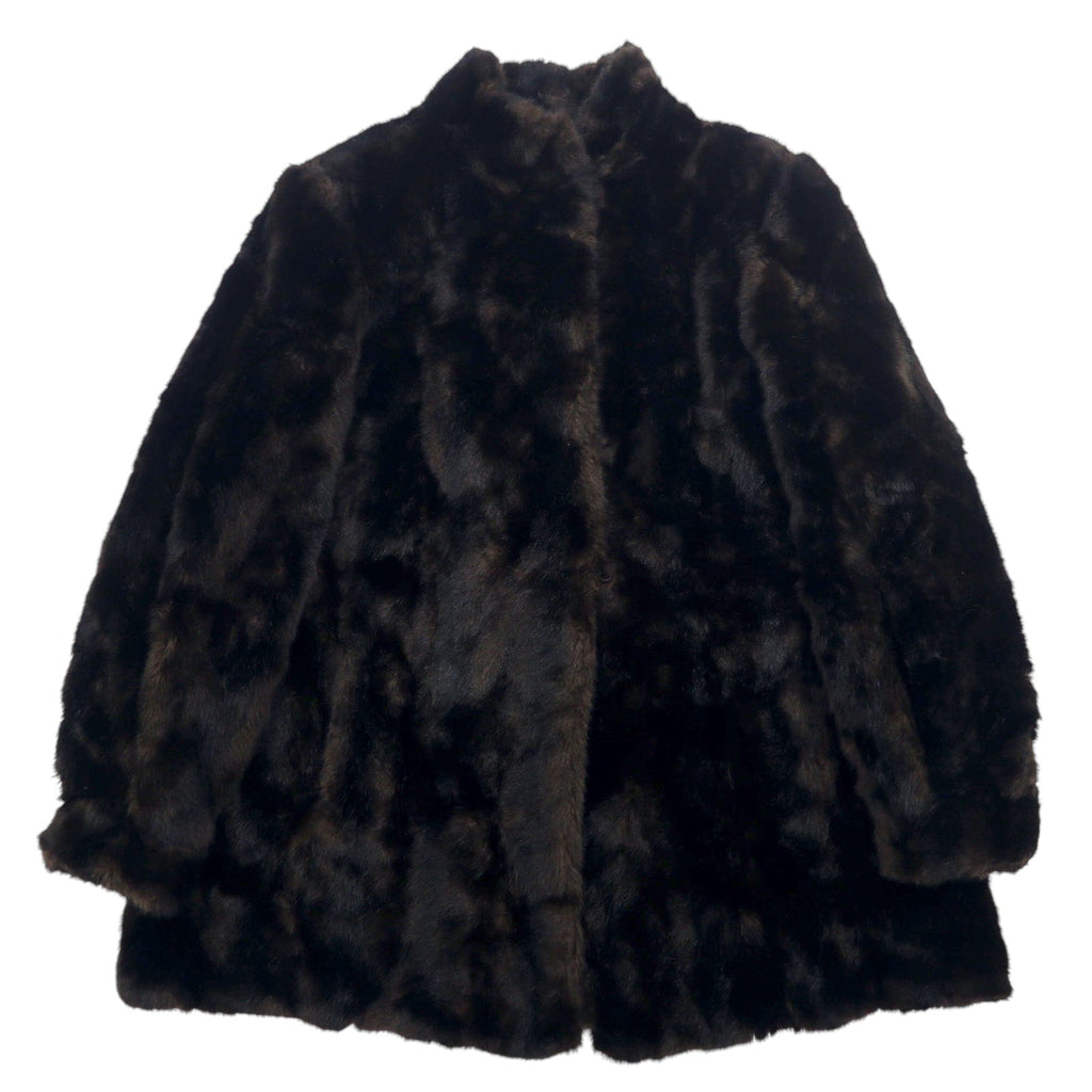 Giacca in finta pelliccia L.L.BERGER, anni '60, taglia L, marrone, acrilico, Made in USA, ILGWU Union Made, tissavel FRANCE