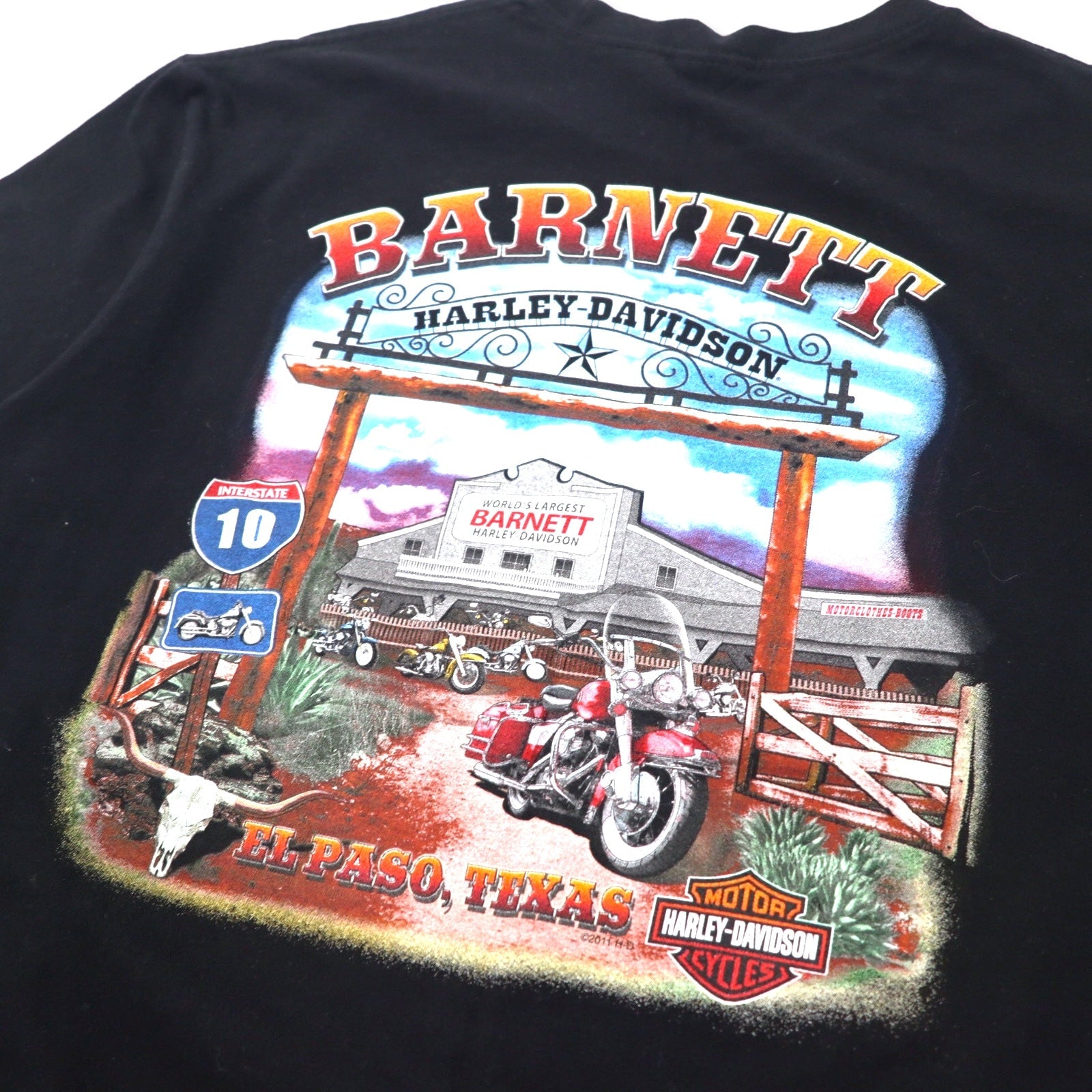 HARLEY DAVIDSON T-shirt con stampa logo L Cotone Stampa fronte/retro EL PASO TEXAS Fabbricato in Nicaragua