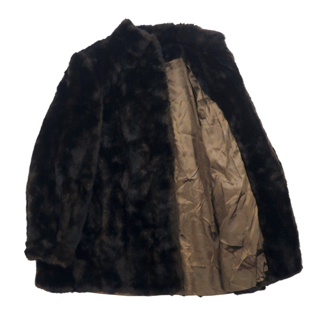 Giacca in finta pelliccia L.L.BERGER, anni '60, taglia L, marrone, acrilico, Made in USA, ILGWU Union Made, tissavel FRANCE