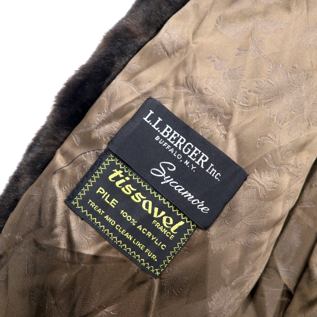 Giacca in finta pelliccia L.L.BERGER, anni '60, taglia L, marrone, acrilico, Made in USA, ILGWU Union Made, tissavel FRANCE