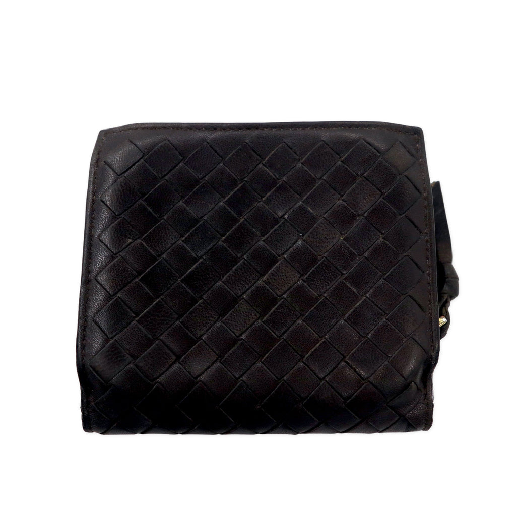 BOTTEGA VENETA Portafoglio bi-fold Intrecciato con cerniera a giro, marrone, pelle, 121059 V0013 2040, Made in Italy