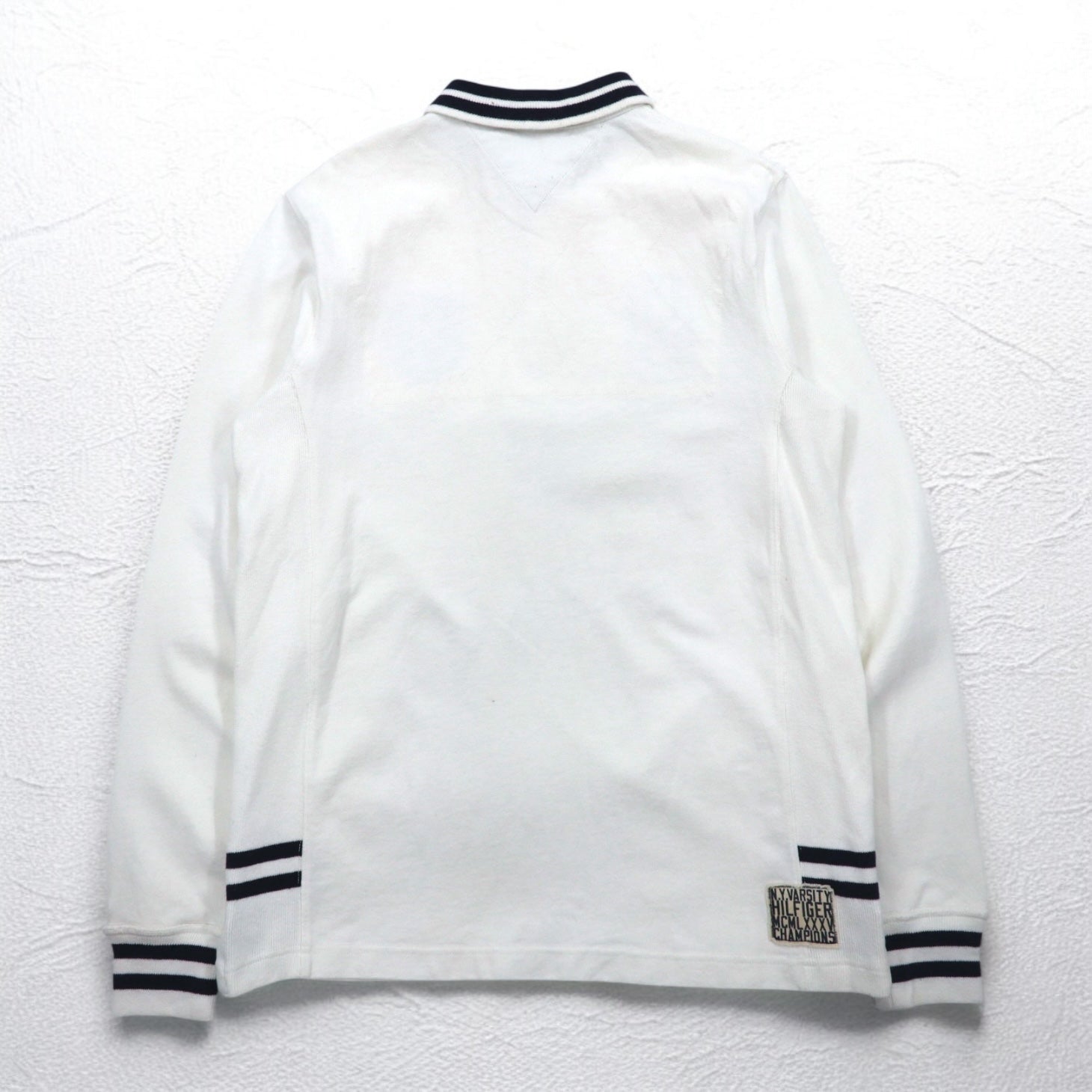 TOMMY HILFIGER リブライン ラガーシャツ L ホワイト コットン ナンバリング VINTAGE FIT