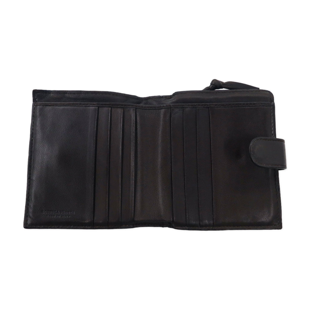 BOTTEGA VENETA Portafoglio bi-fold Intrecciato con cerniera a giro, marrone, pelle, 121059 V0013 2040, Made in Italy