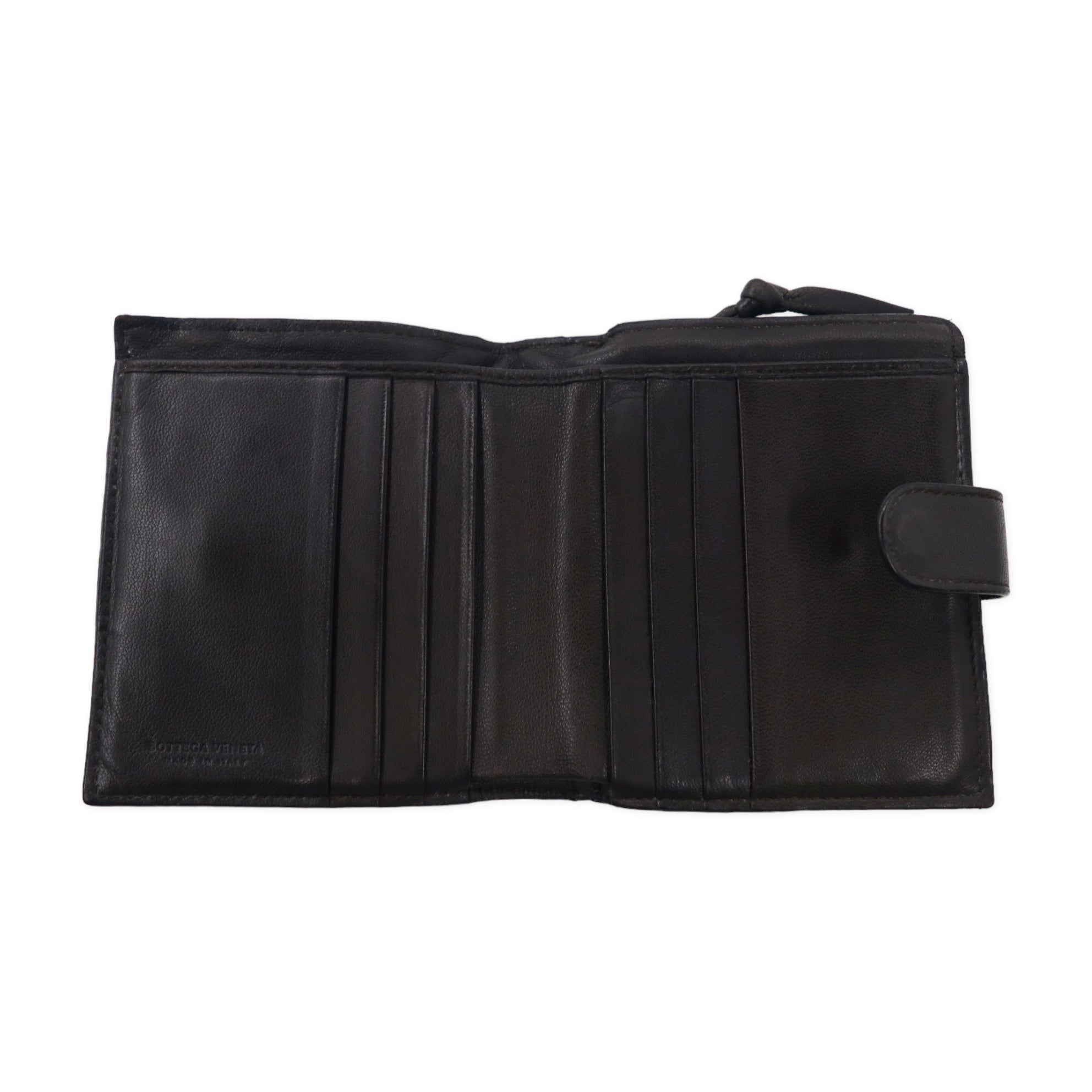 BOTTEGA VENETA Portafoglio bi-fold Intrecciato con cerniera a giro, marrone, pelle, 121059 V0013 2040, Made in Italy