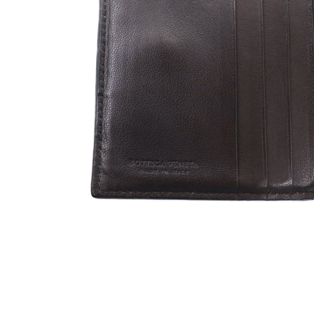 BOTTEGA VENETA Portafoglio bi-fold Intrecciato con cerniera a giro, marrone, pelle, 121059 V0013 2040, Made in Italy