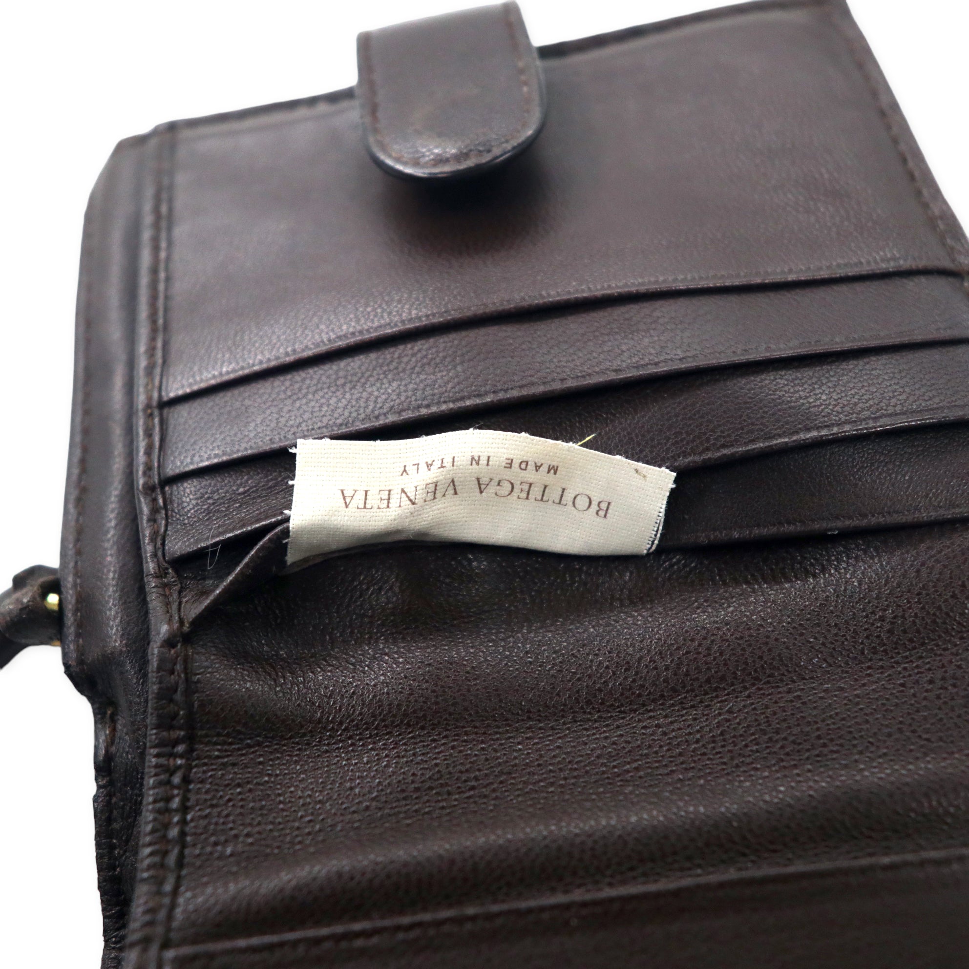 BOTTEGA VENETA Portafoglio bi-fold Intrecciato con cerniera a giro, marrone, pelle, 121059 V0013 2040, Made in Italy