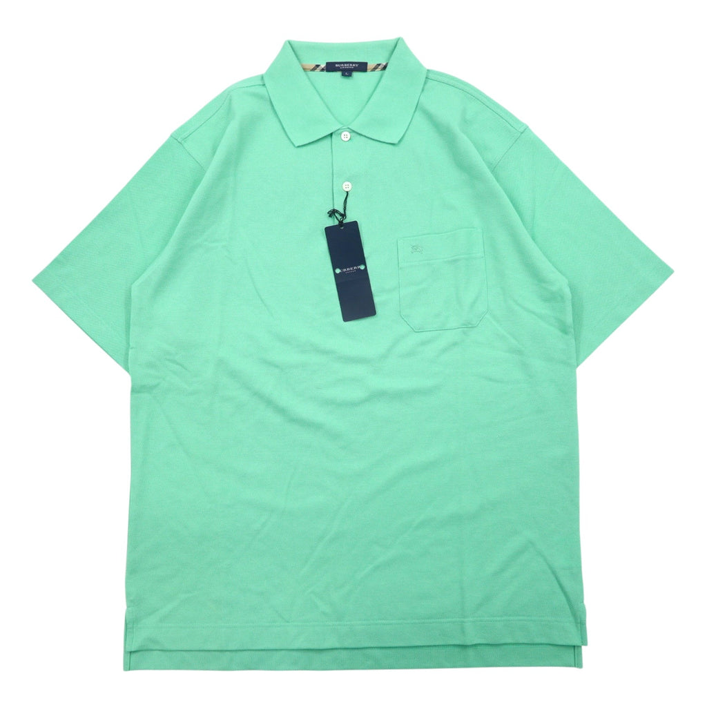 BURBERRY LONDON Polo in piqué L verde cotone taschino made in Japan nuovo con etichetta