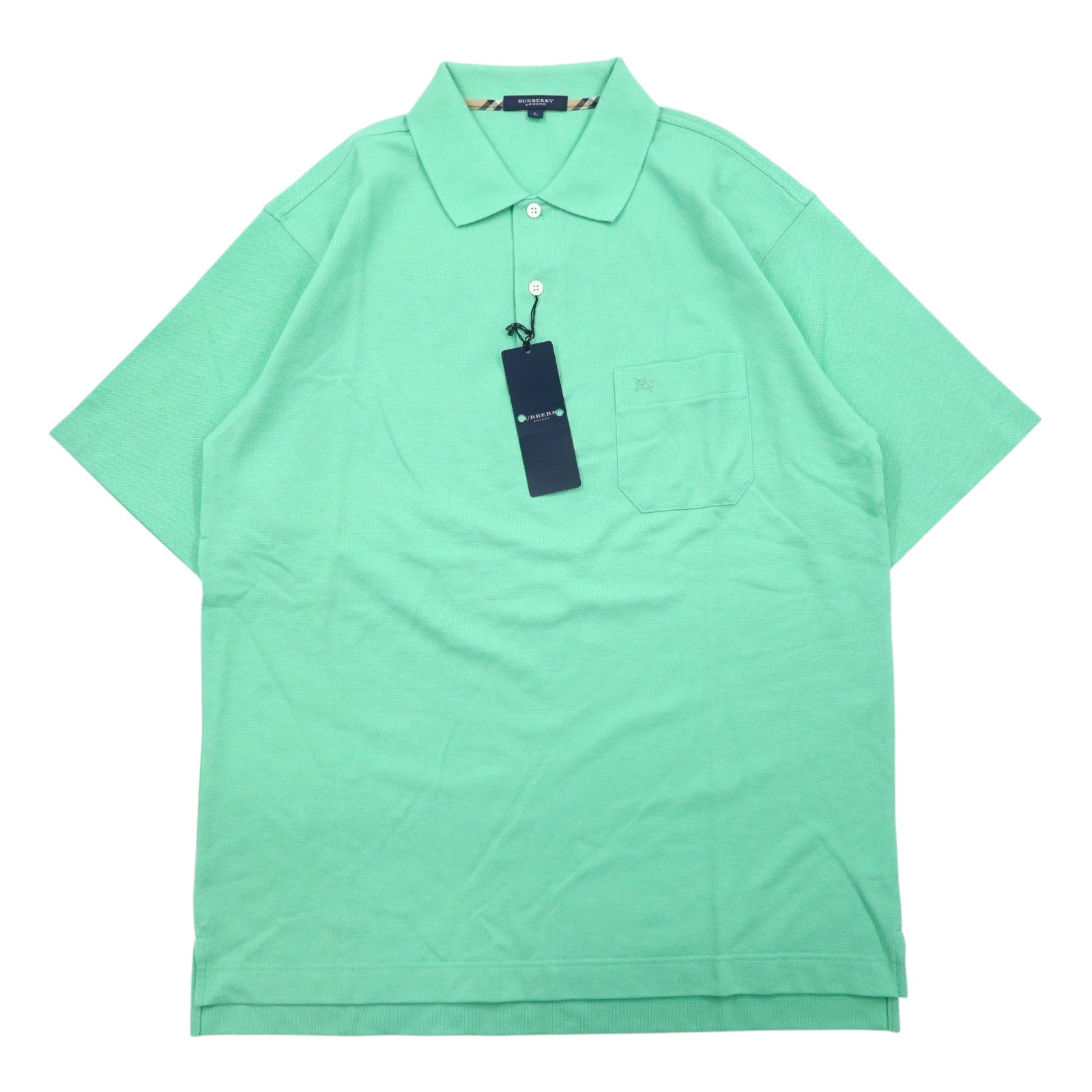BURBERRY LONDON Polo in piqué L verde cotone taschino made in Japan nuovo con etichetta