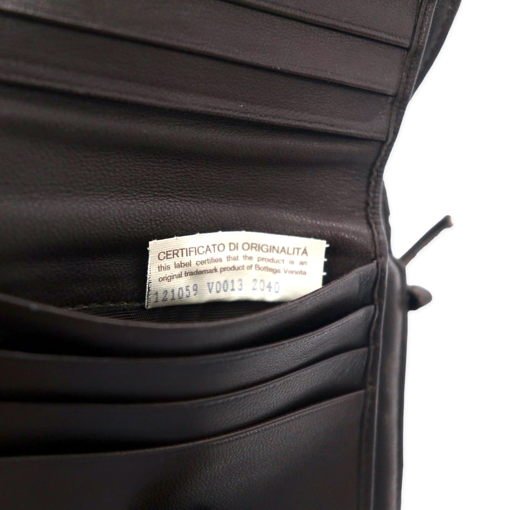 BOTTEGA VENETA Portafoglio bi-fold Intrecciato con cerniera a giro, marrone, pelle, 121059 V0013 2040, Made in Italy