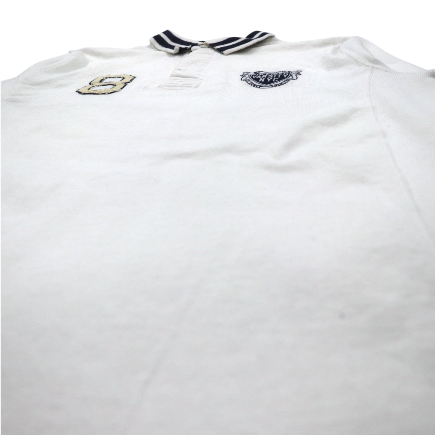 TOMMY HILFIGER リブライン ラガーシャツ L ホワイト コットン ナンバリング VINTAGE FIT