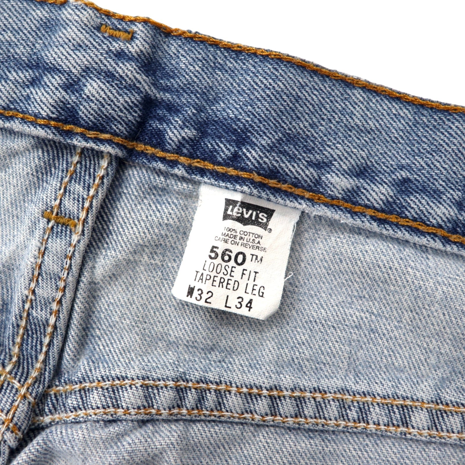 Levi's Made in USA anni '90 560 Loose Fit Tapered Jeans 32 Blu Cotone Chiusura a zip 560-4891