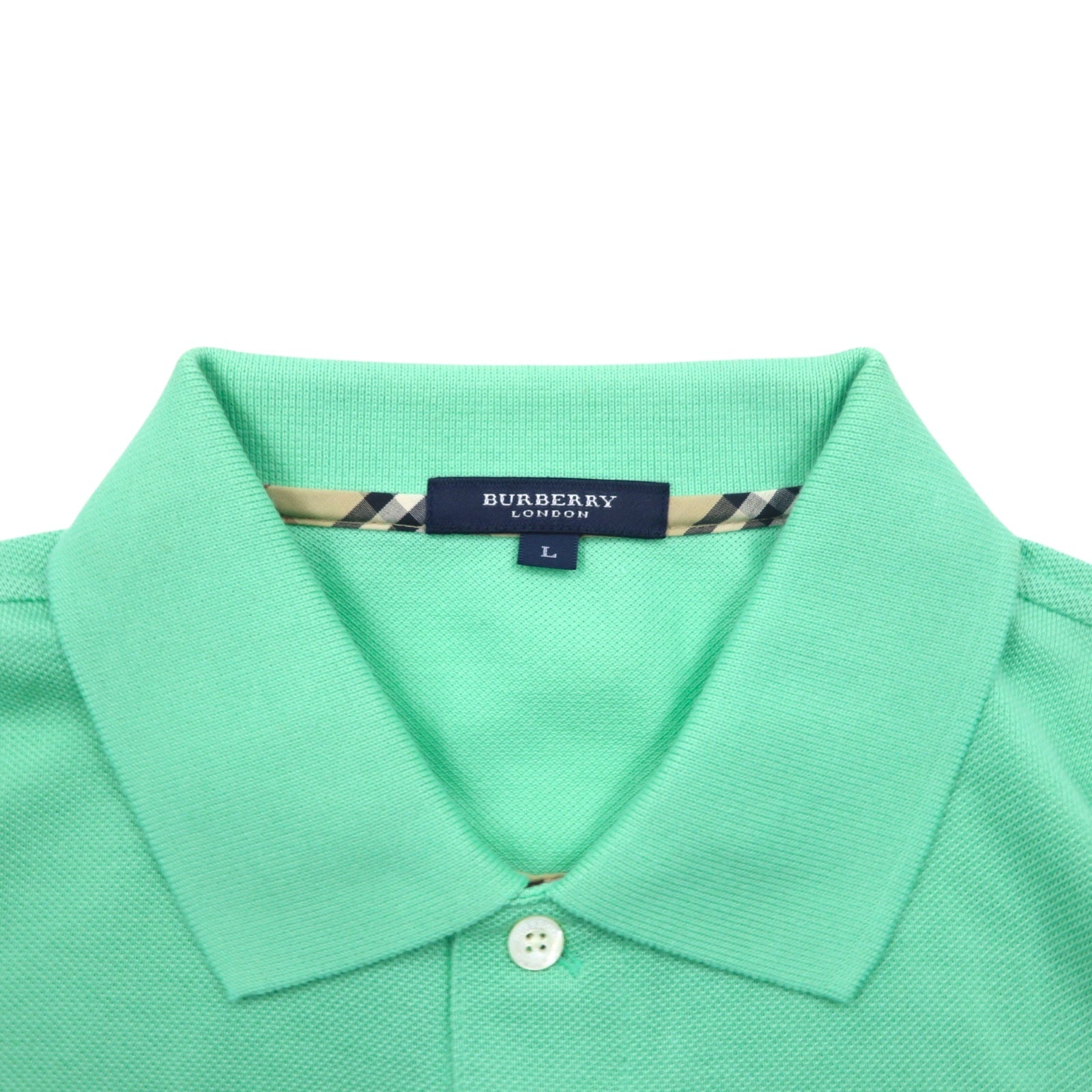 BURBERRY LONDON Polo in piqué L verde cotone taschino made in Japan nuovo con etichetta