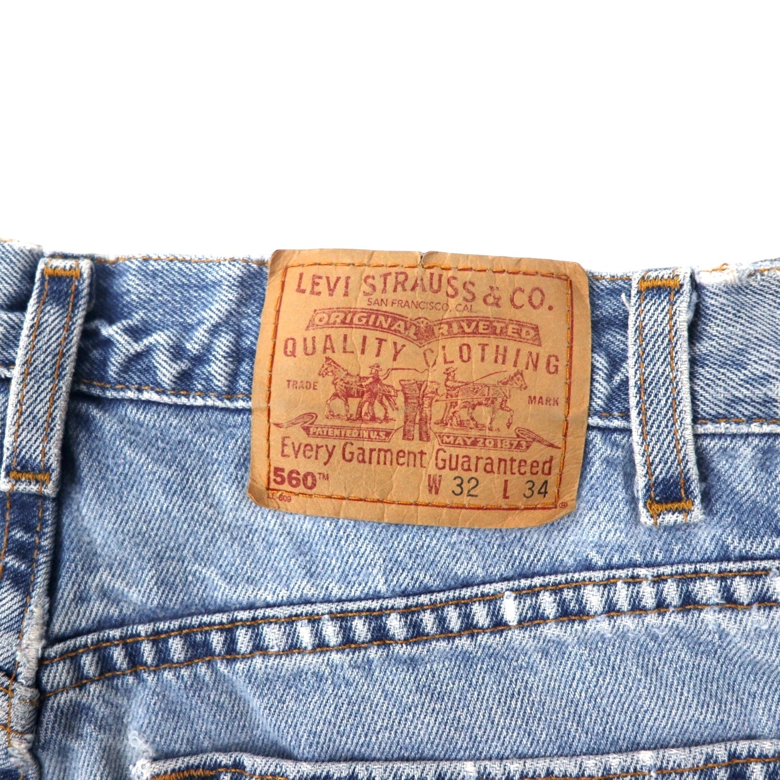 Levi's Made in USA anni '90 560 Loose Fit Tapered Jeans 32 Blu Cotone Chiusura a zip 560-4891