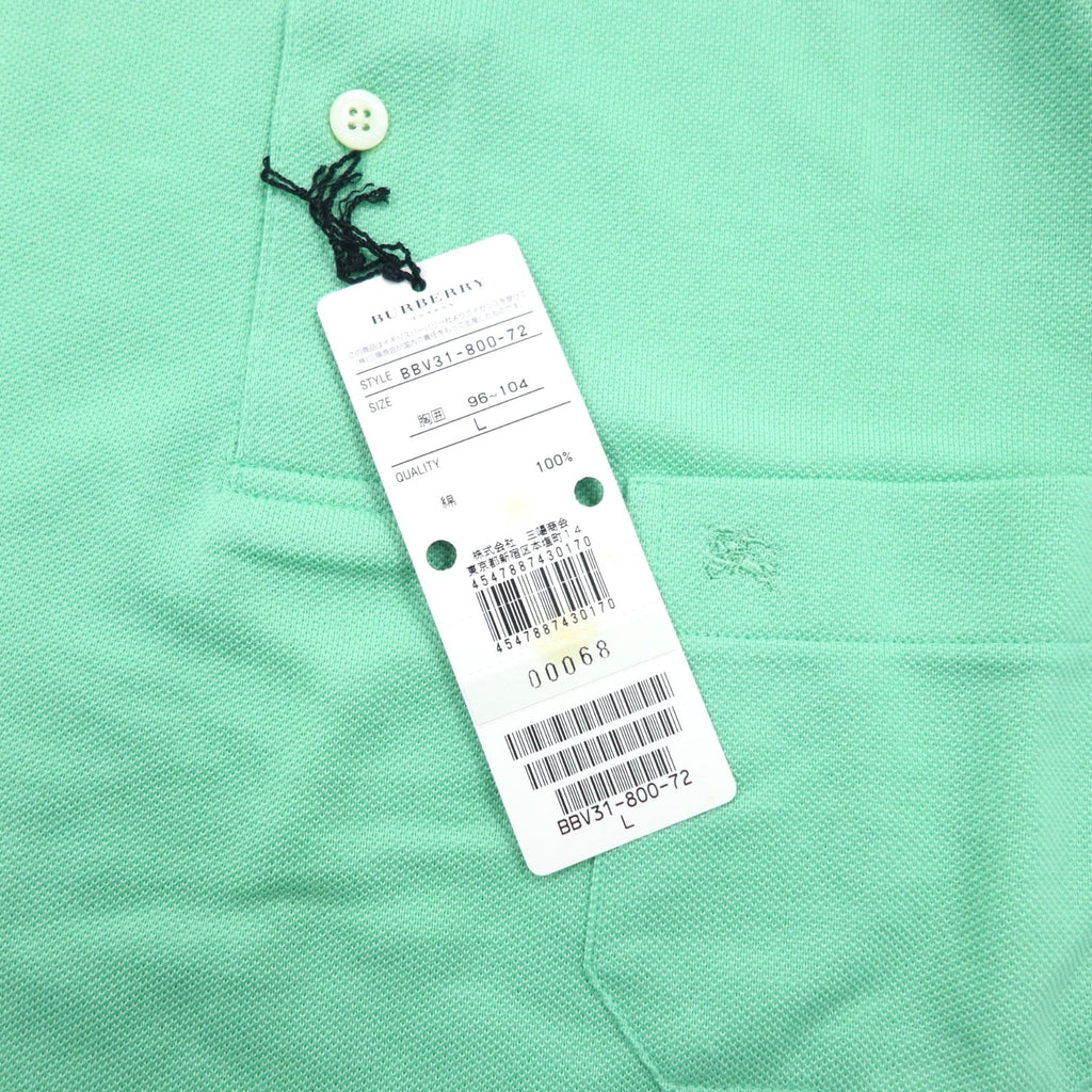 BURBERRY LONDON Polo in piqué L verde cotone taschino made in Japan nuovo con etichetta